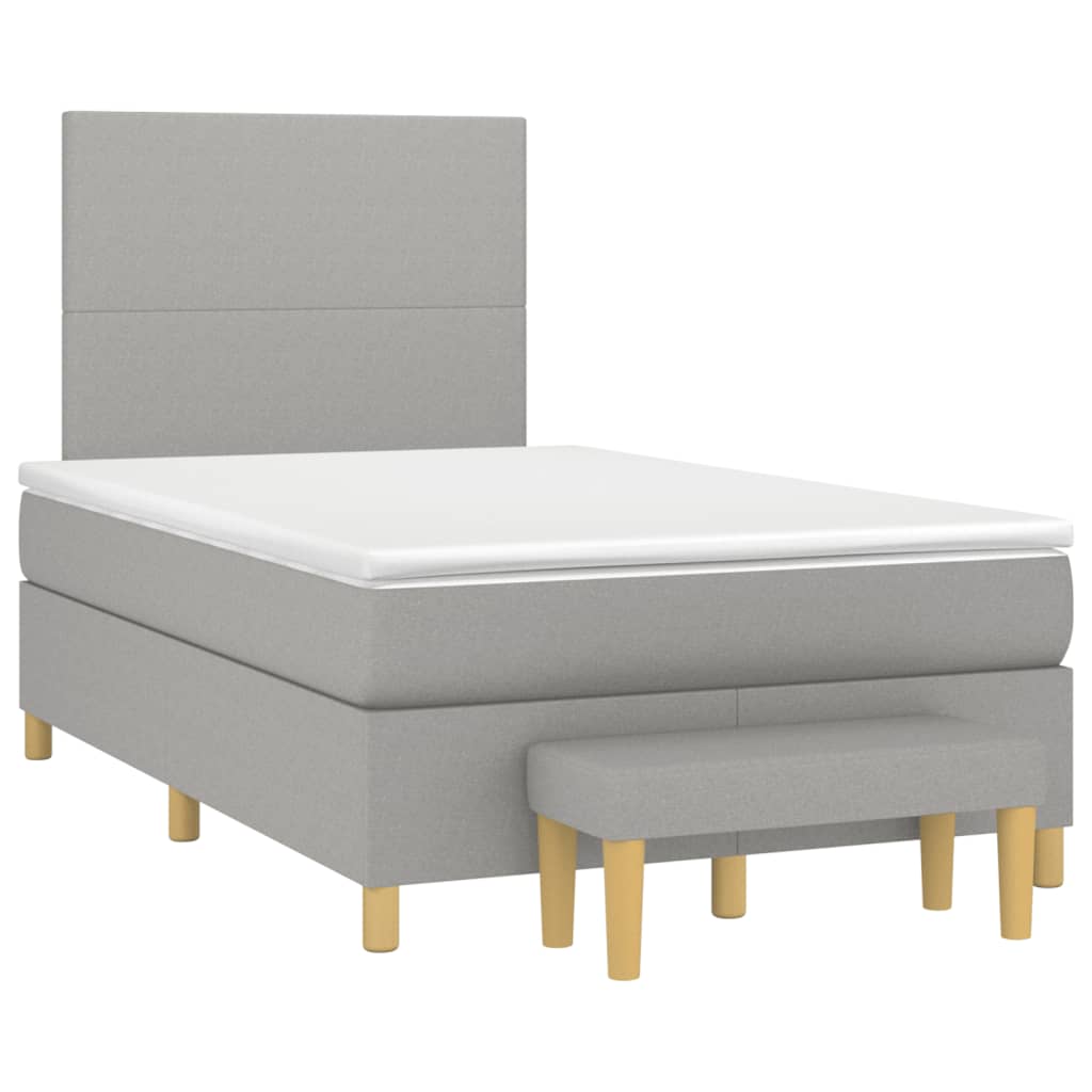 Cama boxspring com colchão 120x190 cm tecido cinzento-claro