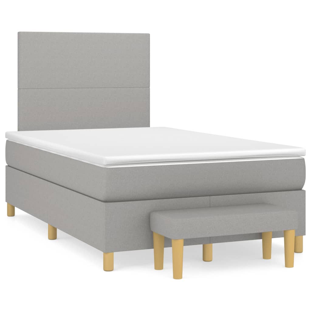 Cama boxspring com colchão 120x190 cm tecido cinzento-claro