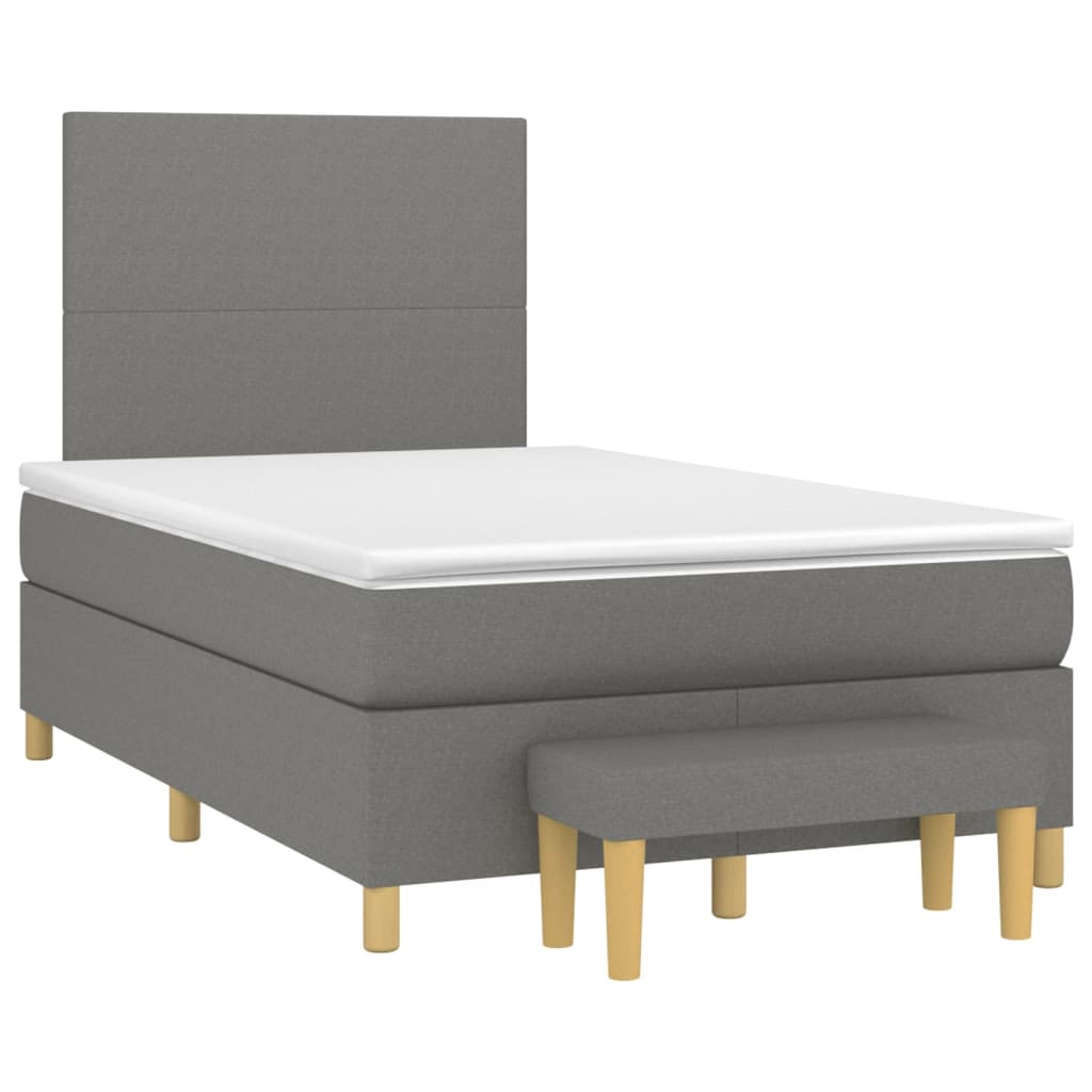 Cama boxspring com colchão 120x190 cm tecido cinzento-escuro