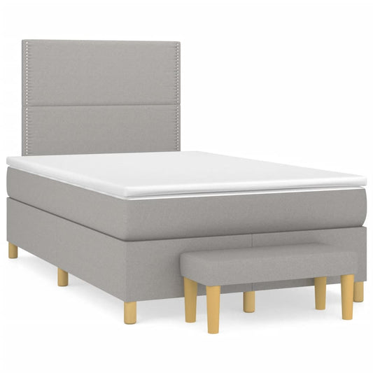 Cama boxspring com colchão 120x190 cm tecido cinzento-claro