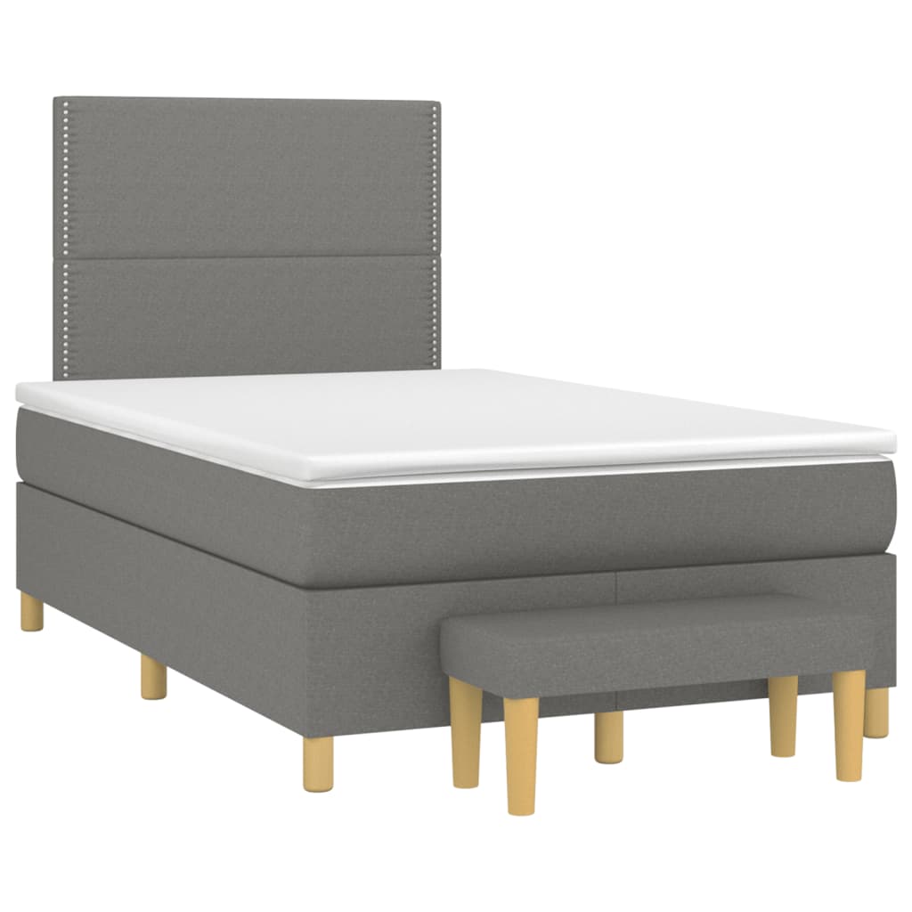 Cama boxspring com colchão 120x190 cm tecido cinzento-escuro