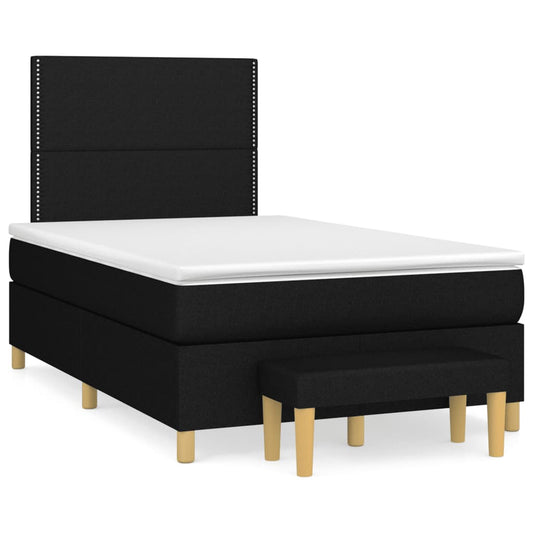 Cama boxspring com colchão 120x190 cm tecido preto