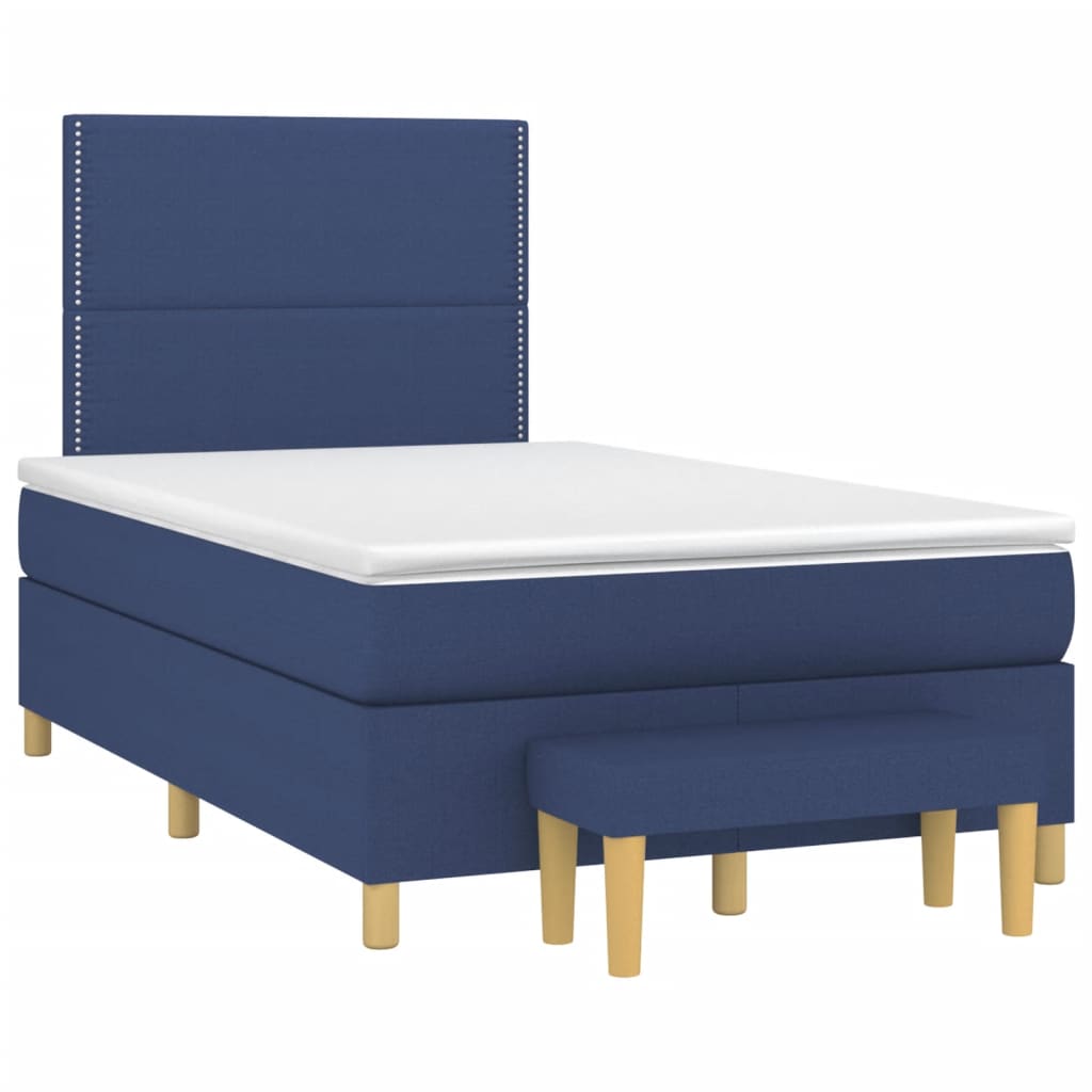 Cama boxspring com colchão 120x190 cm tecido azul