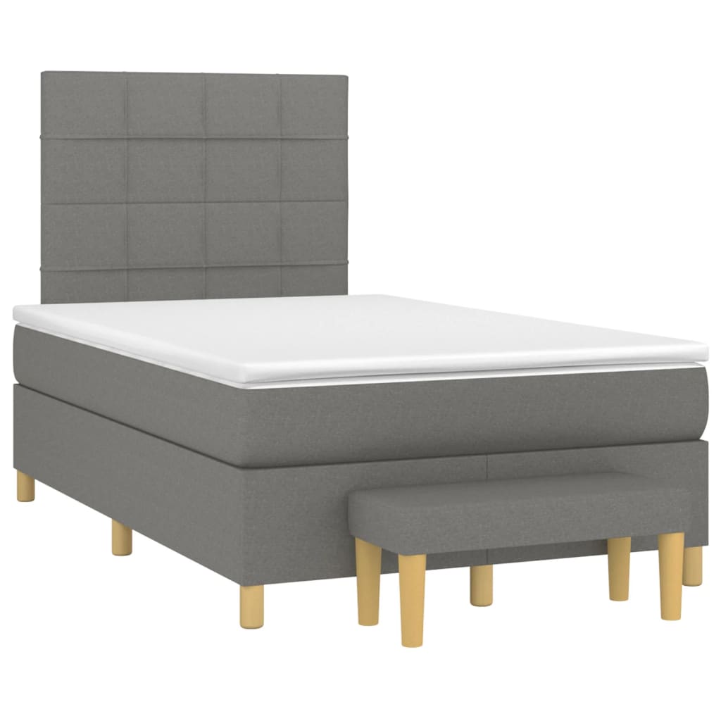 Cama boxspring com colchão 120x190 cm tecido cinzento-escuro