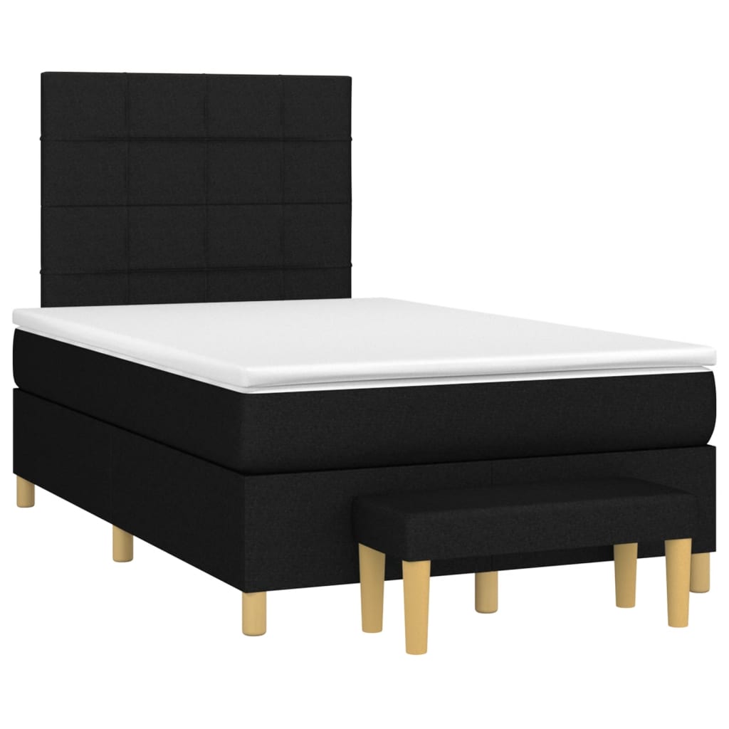 Cama boxspring com colchão 120x190 cm tecido preto