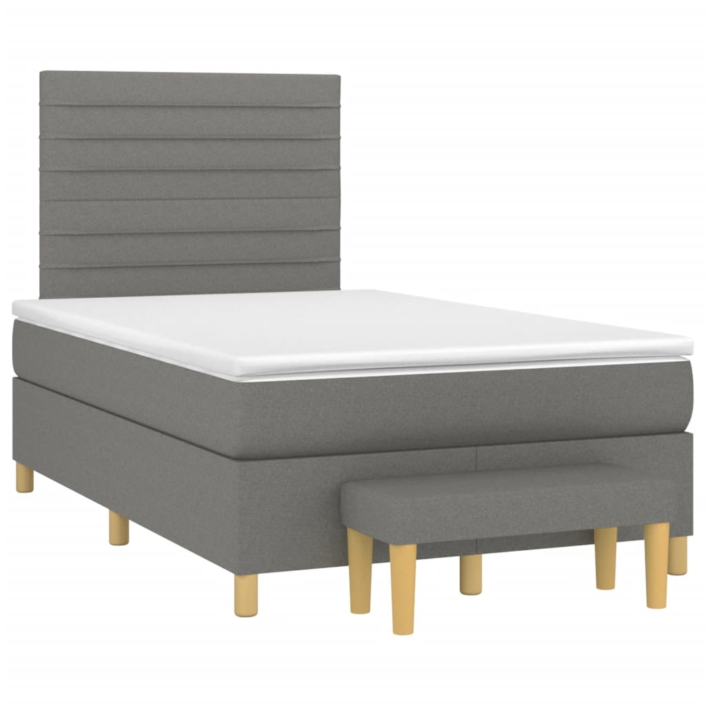 Cama boxspring com colchão 120x190 cm tecido cinzento-escuro