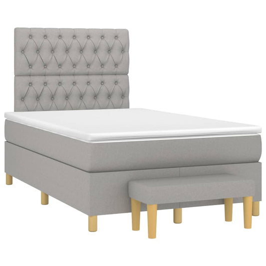 Cama boxspring com colchão 120x190 cm tecido cinzento-claro