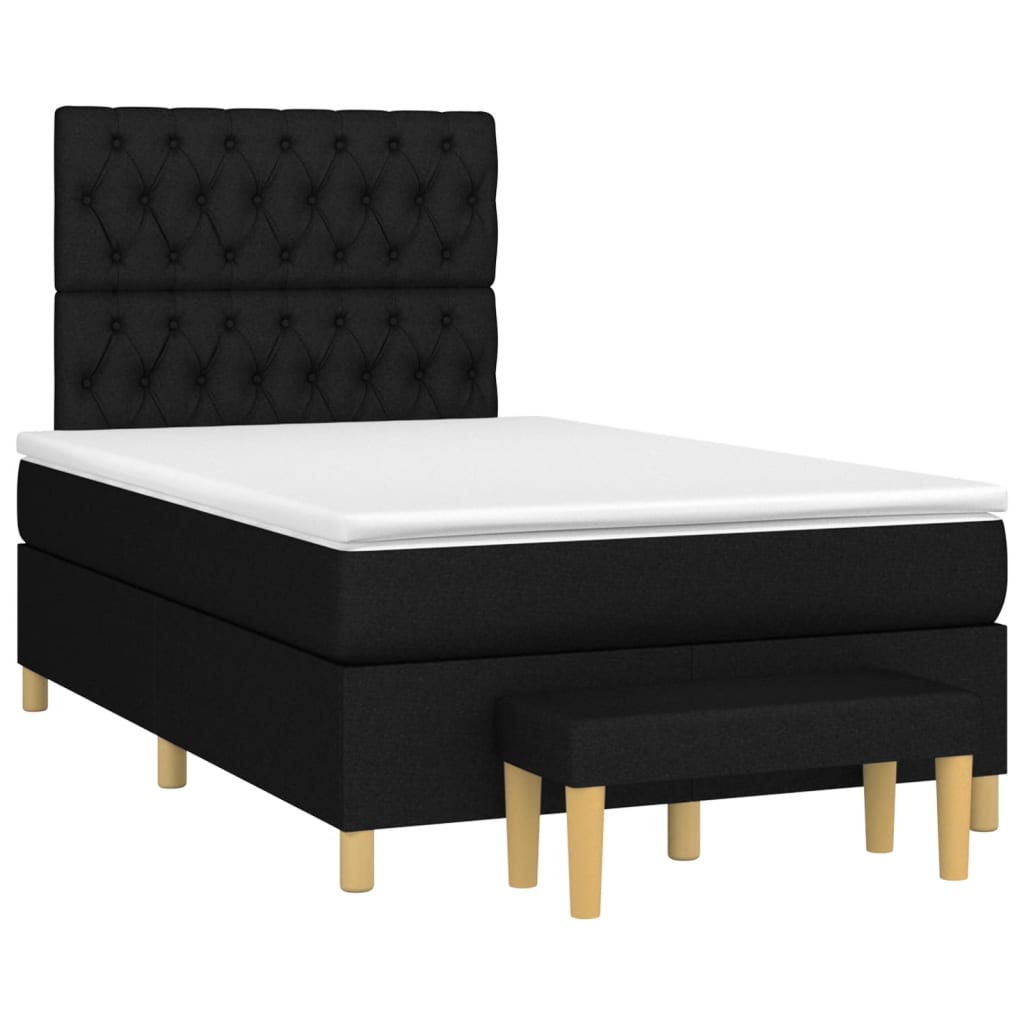 Cama boxspring com colchão 120x190 cm tecido preto