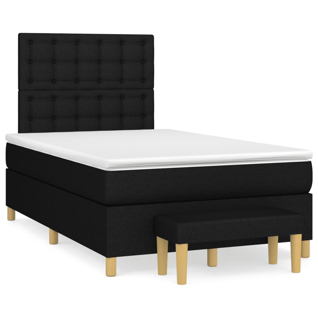 Cama boxspring com colchão 120x190 cm tecido preto