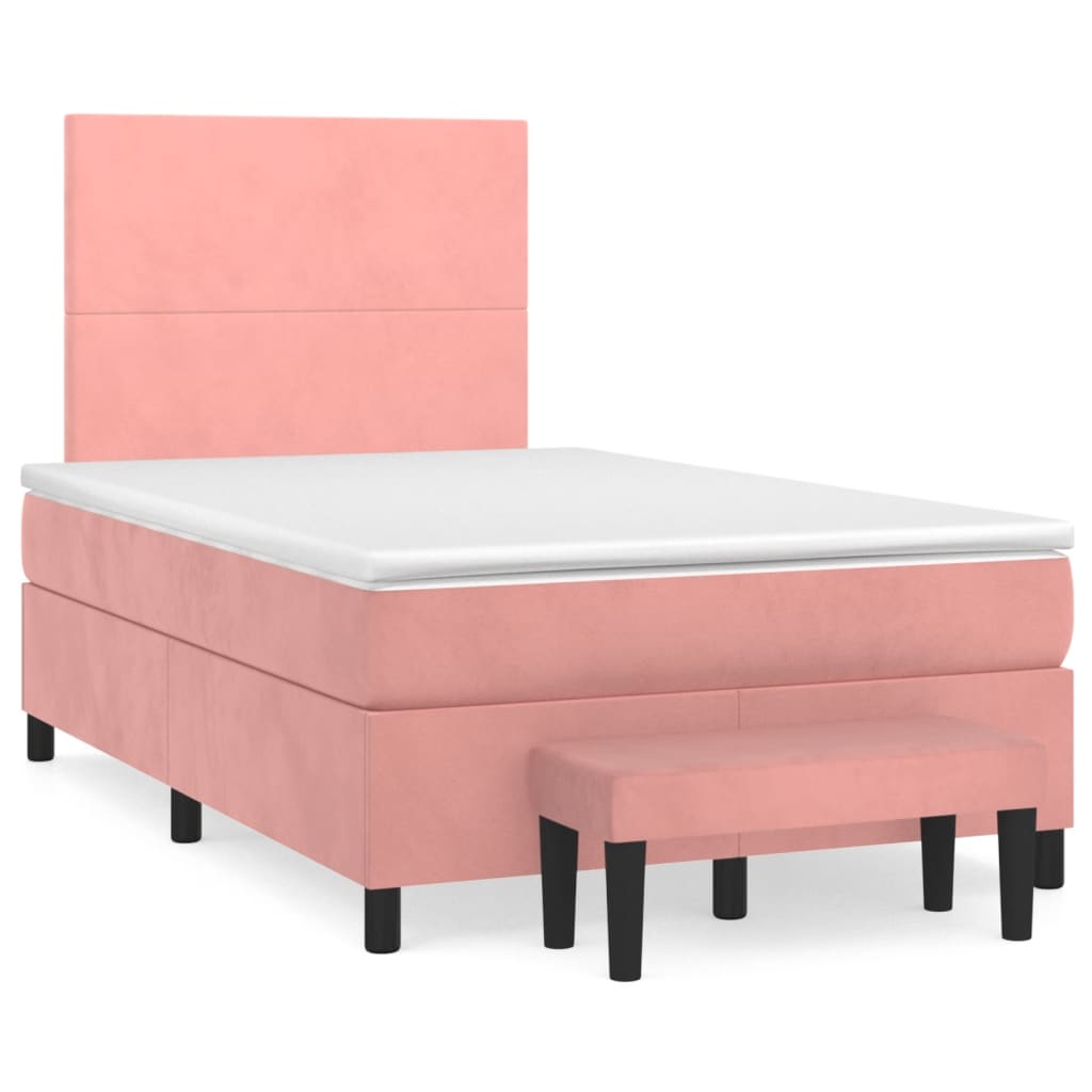 Cama boxspring com colchão 120x190 cm veludo rosa