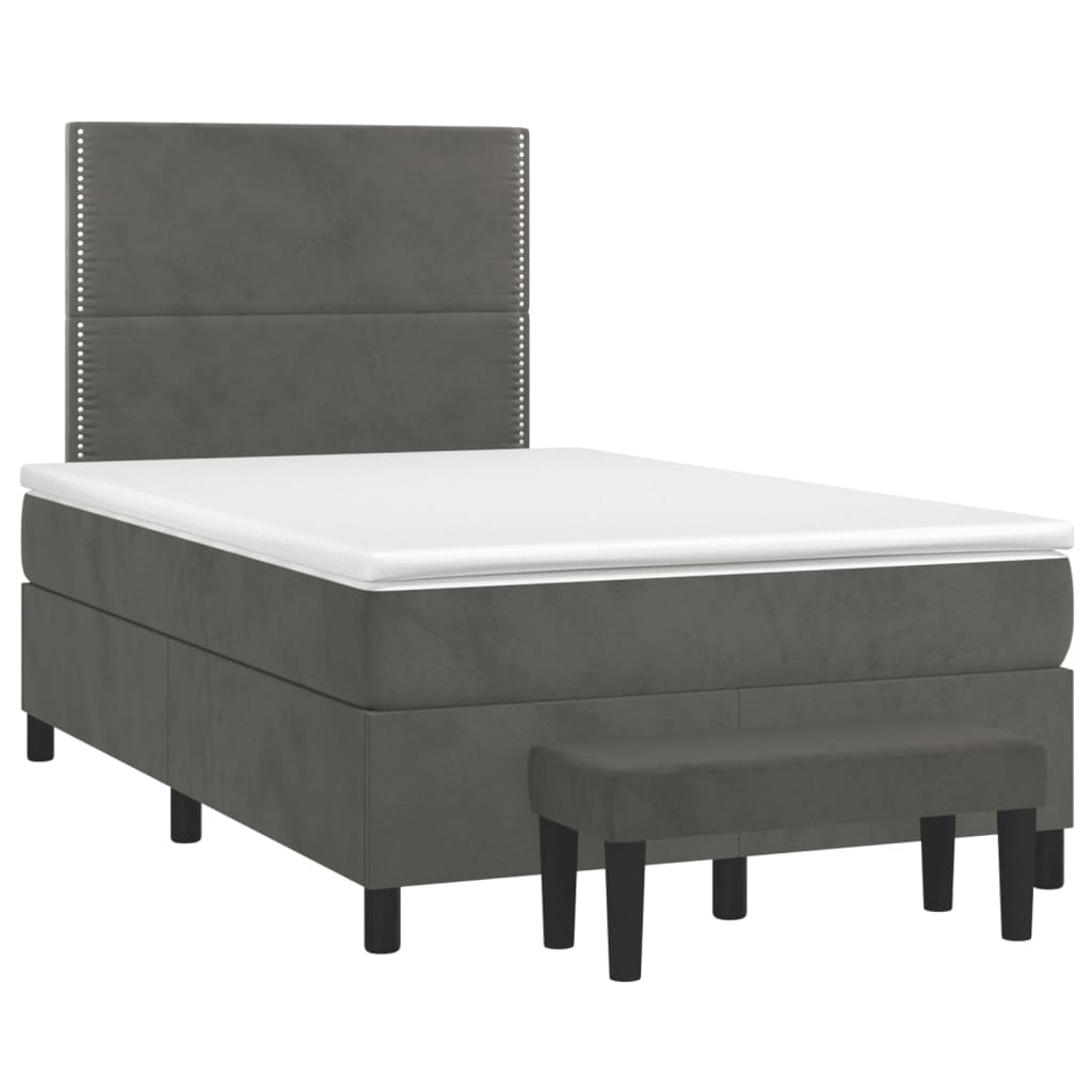 Cama boxspring com colchão 120x190 cm veludo cinzento-escuro