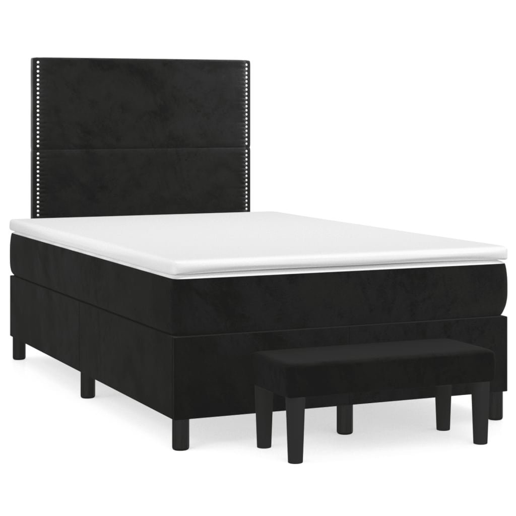 Cama boxspring com colchão 120x190 cm veludo preto