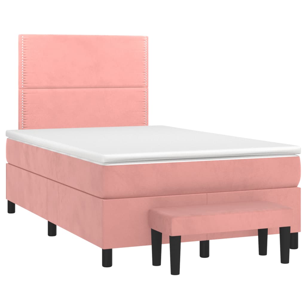 Cama boxspring com colchão 120x190 cm veludo rosa