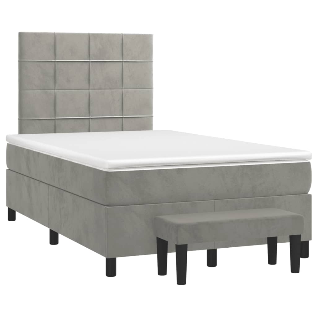 Cama boxspring com colchão 120x190 cm veludo cinzento-claro