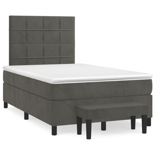 Cama boxspring com colchão 120x190 cm veludo cinzento-escuro