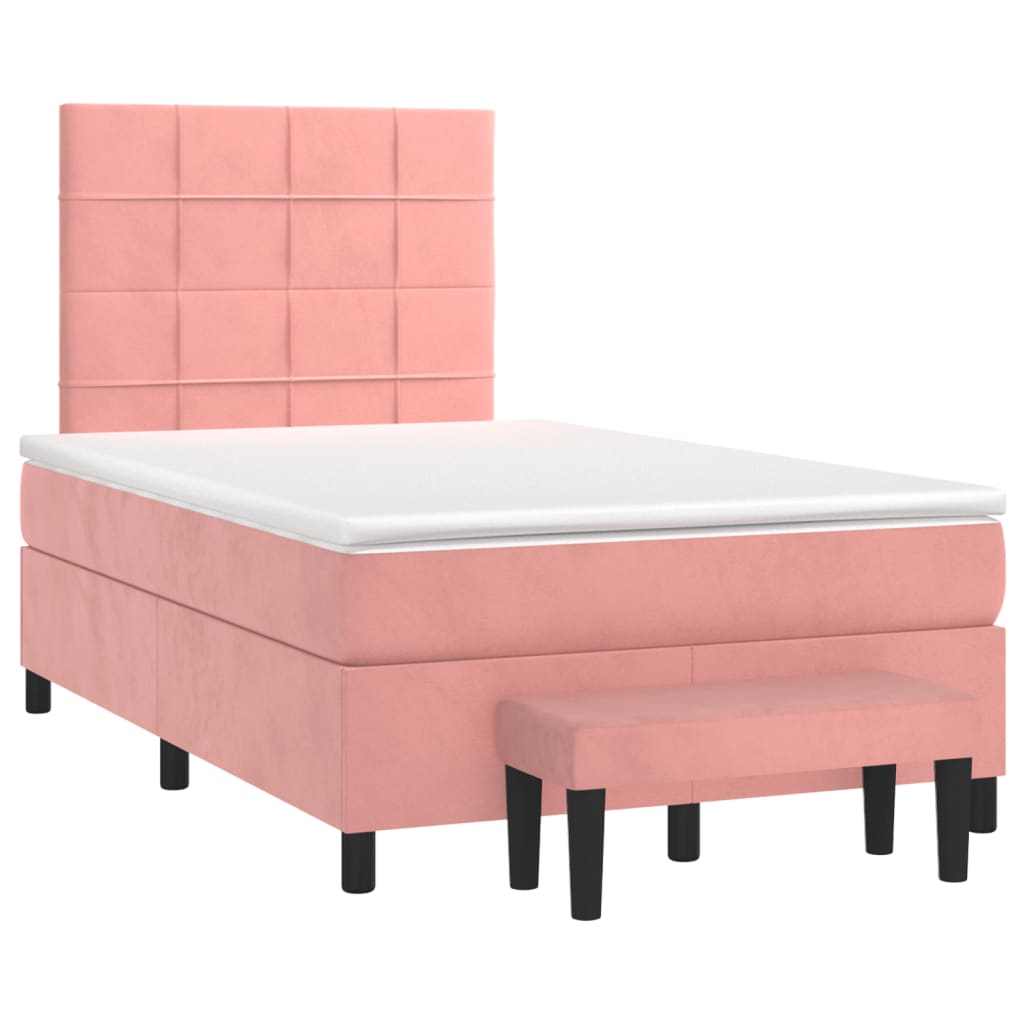 Cama boxspring com colchão 120x190 cm veludo rosa