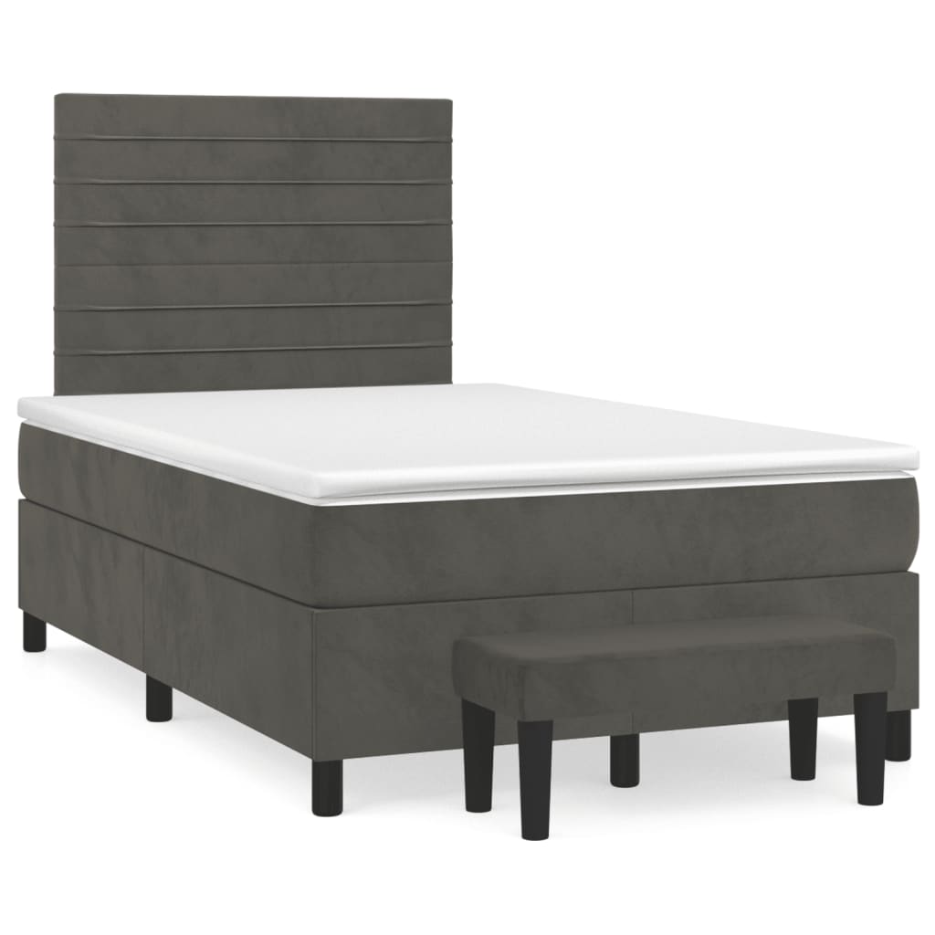 Cama boxspring com colchão 120x190 cm veludo cinzento-escuro