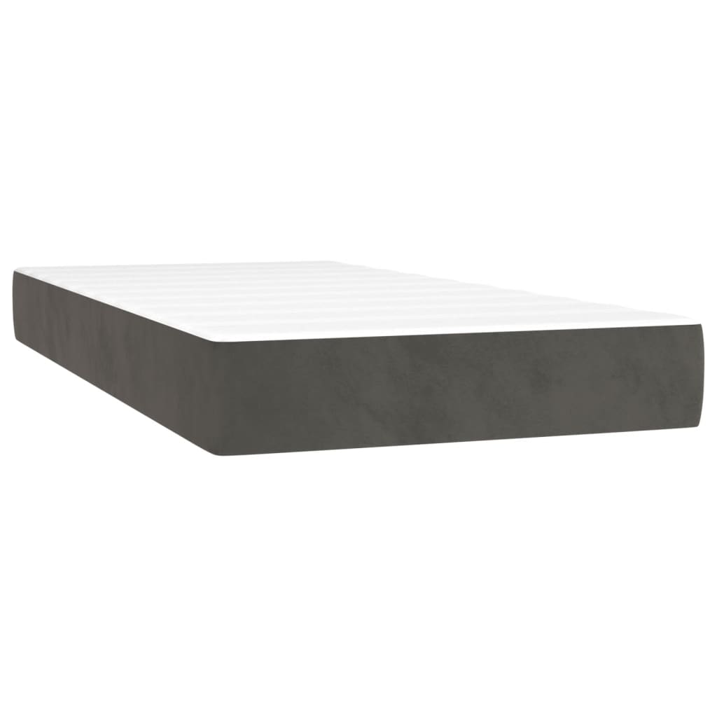 Cama boxspring com colchão 120x190 cm veludo cinzento-escuro