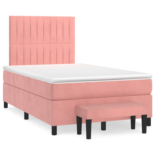 Cama boxspring com colchão 120x190 cm veludo rosa