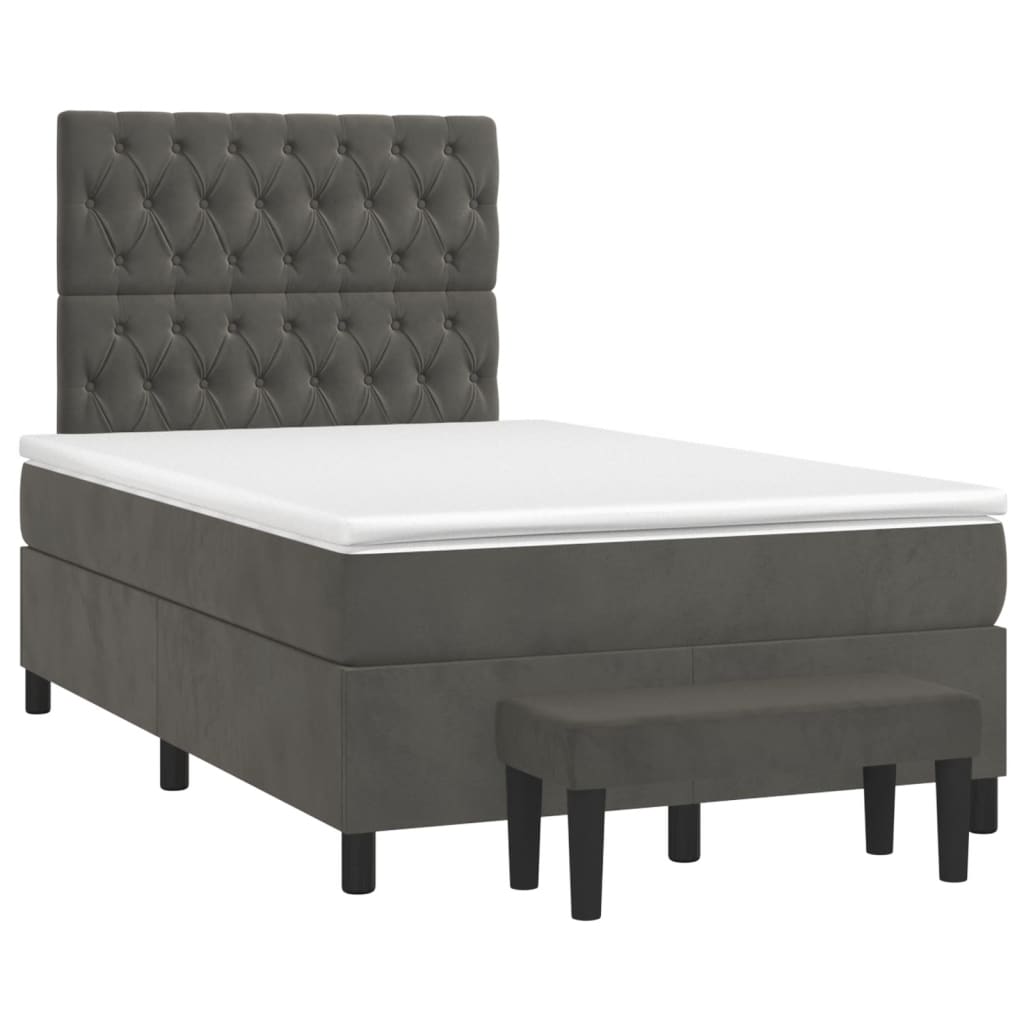 Cama boxspring com colchão 120x190 cm veludo cinzento-escuro