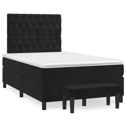 Cama boxspring com colchão 120x190 cm veludo preto