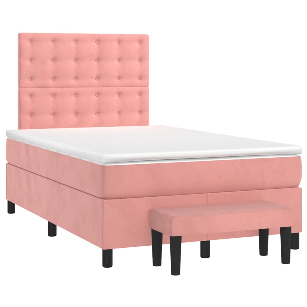 Cama boxspring com colchão 120x190 cm veludo rosa