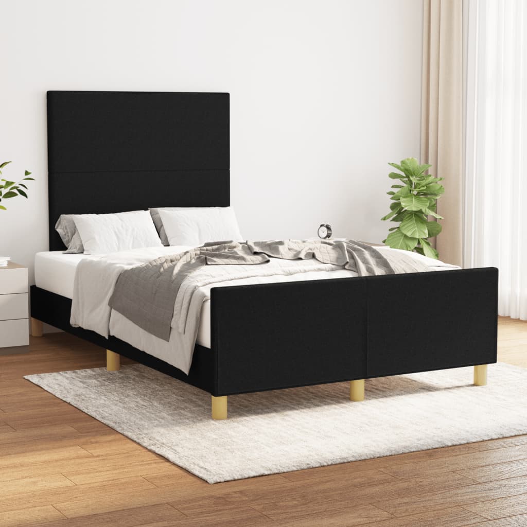 Estrutura de cama com cabeceira 120x190 cm tecido preto