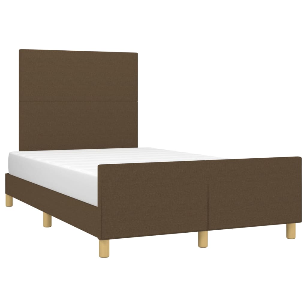 Estrutura de cama c/ cabeceira 120x190cm tecido castanho-escuro