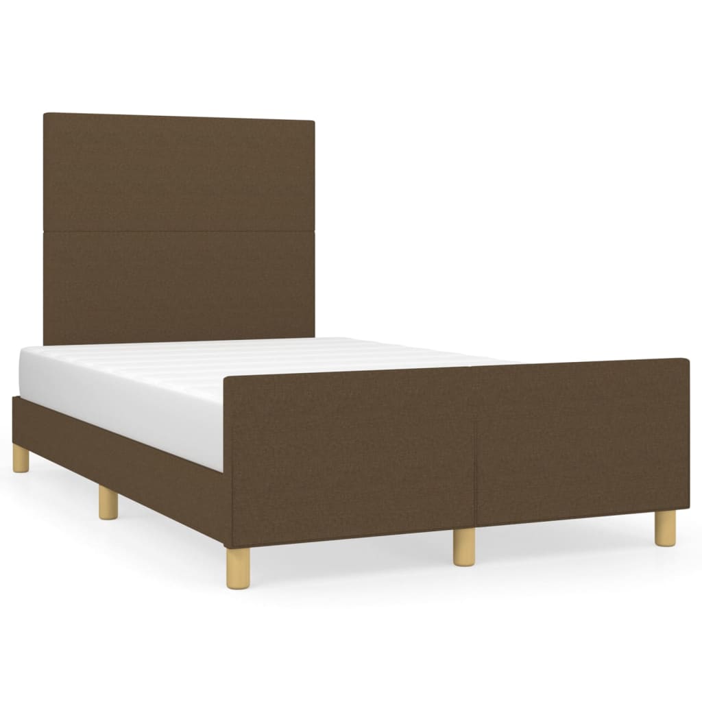 Estrutura de cama c/ cabeceira 120x190cm tecido castanho-escuro