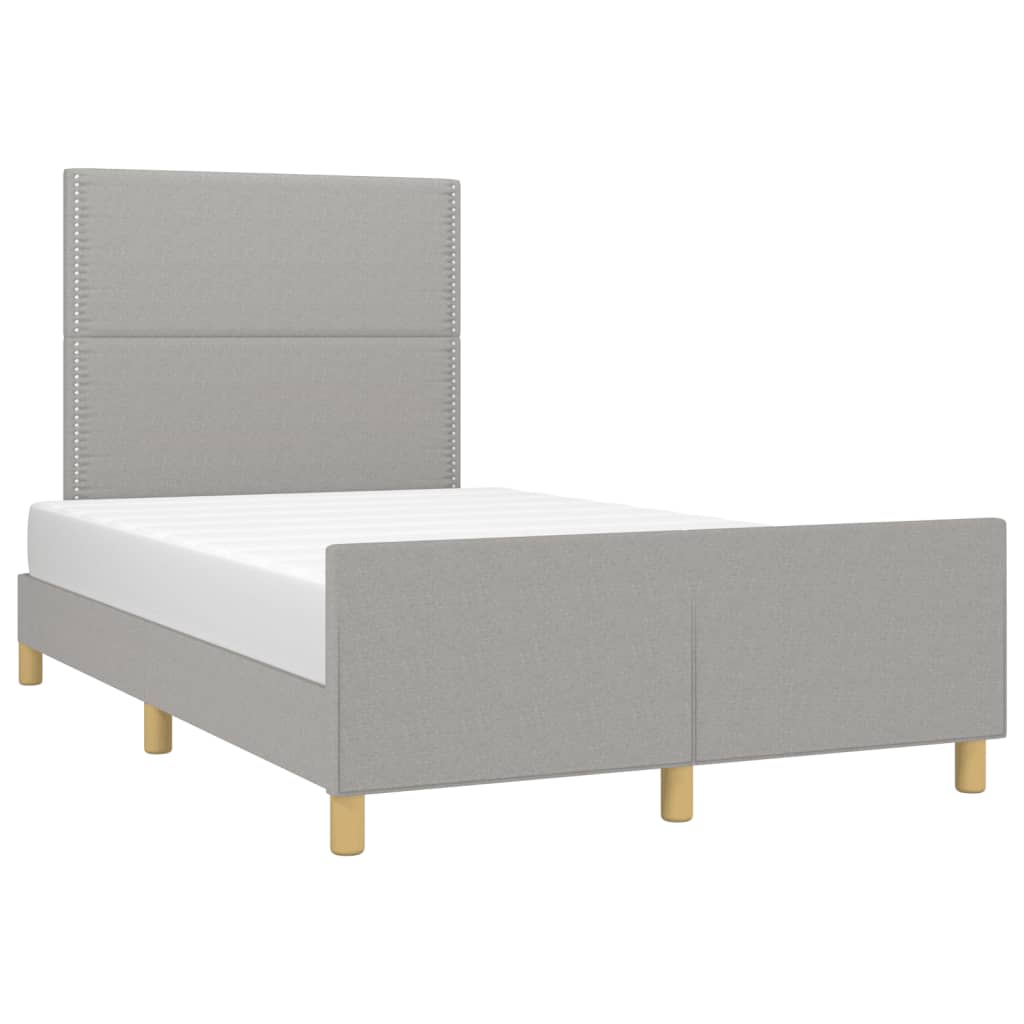 Estrutura de cama com cabeceira 120x190 cm tecido cinza-claro