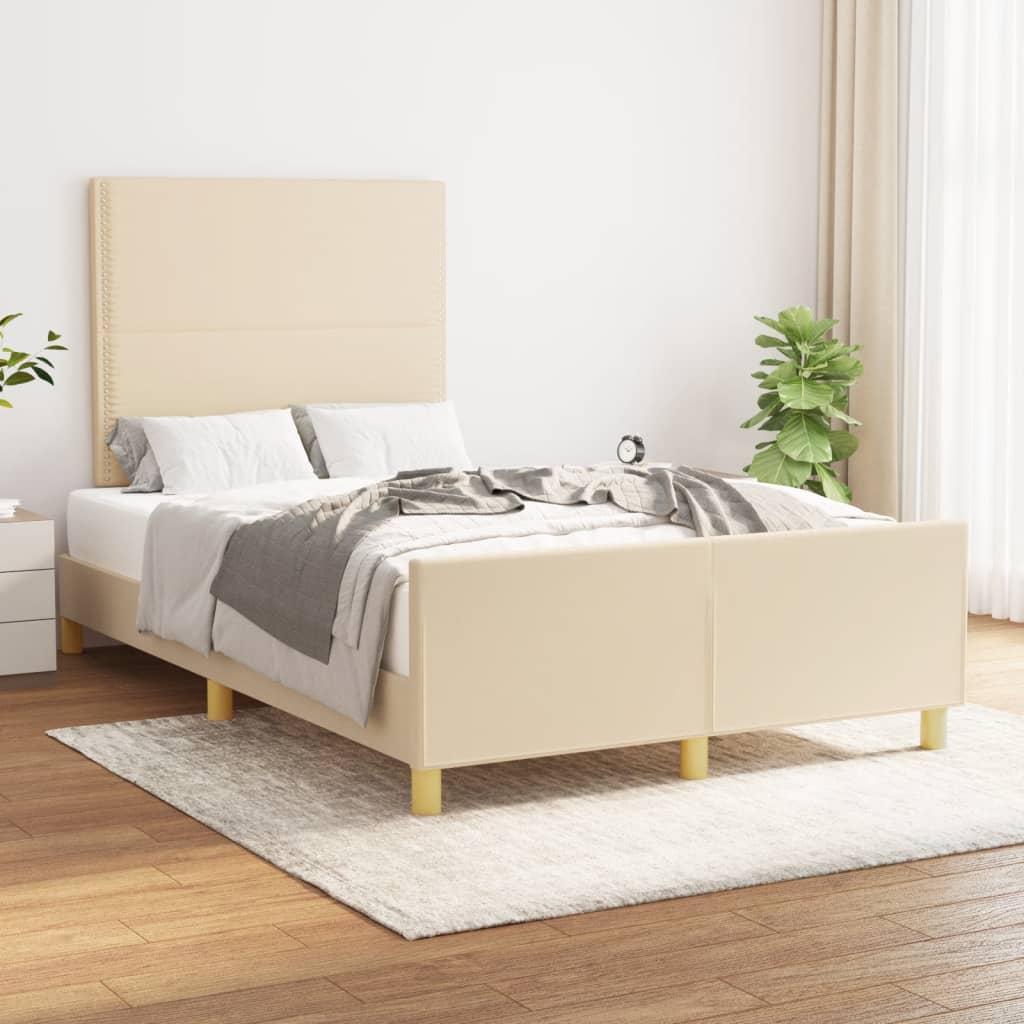 Estrutura de cama com cabeceira 120x190 cm tecido cor creme