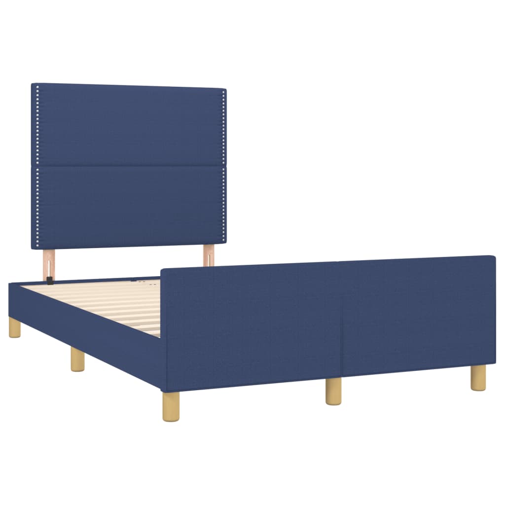 Estrutura de cama com cabeceira 120x190 cm tecido azul