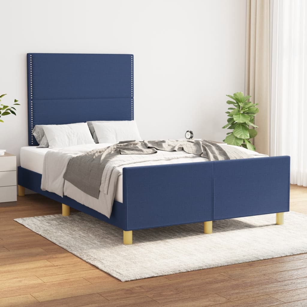 Estrutura de cama com cabeceira 120x190 cm tecido azul