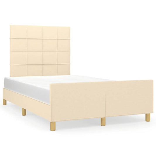 Estrutura de cama com cabeceira 120x190 cm tecido cor creme