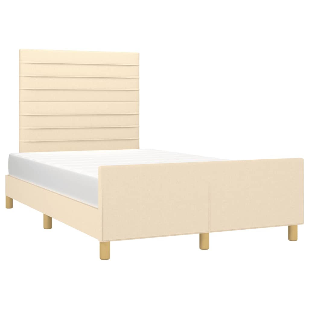 Estrutura de cama com cabeceira 120x190 cm tecido cor creme