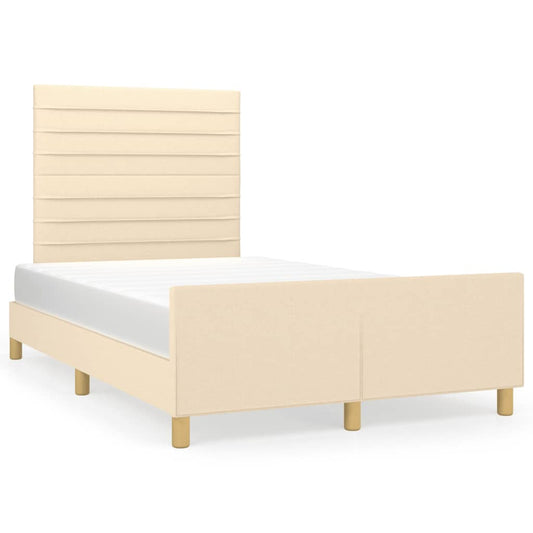 Estrutura de cama com cabeceira 120x190 cm tecido cor creme