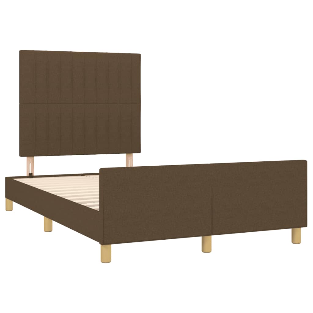 Estrutura de cama c/ cabeceira 120x190cm tecido castanho-escuro