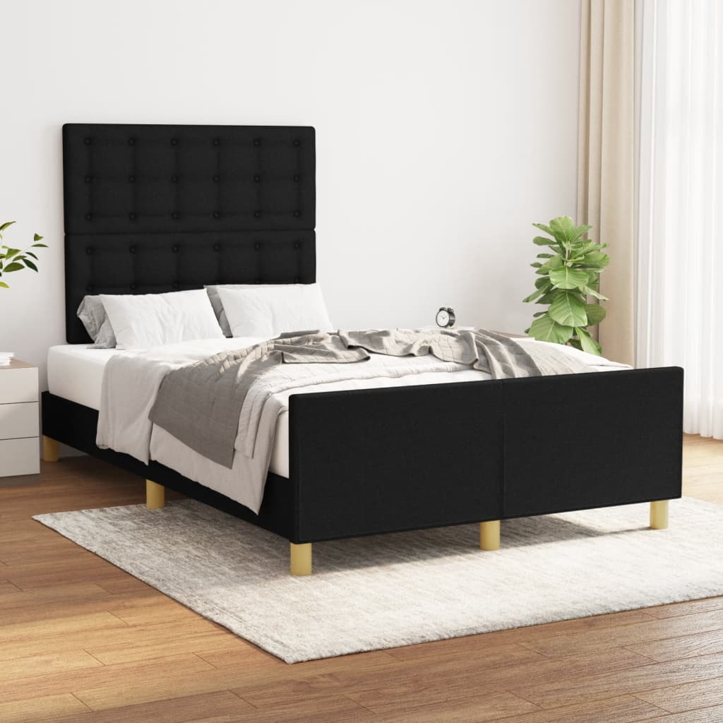 Estrutura de cama com cabeceira 120x190 cm tecido preto