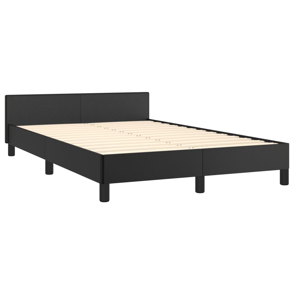 Estrutura de cama c/ cabeceira 120x190cm couro artificial preto