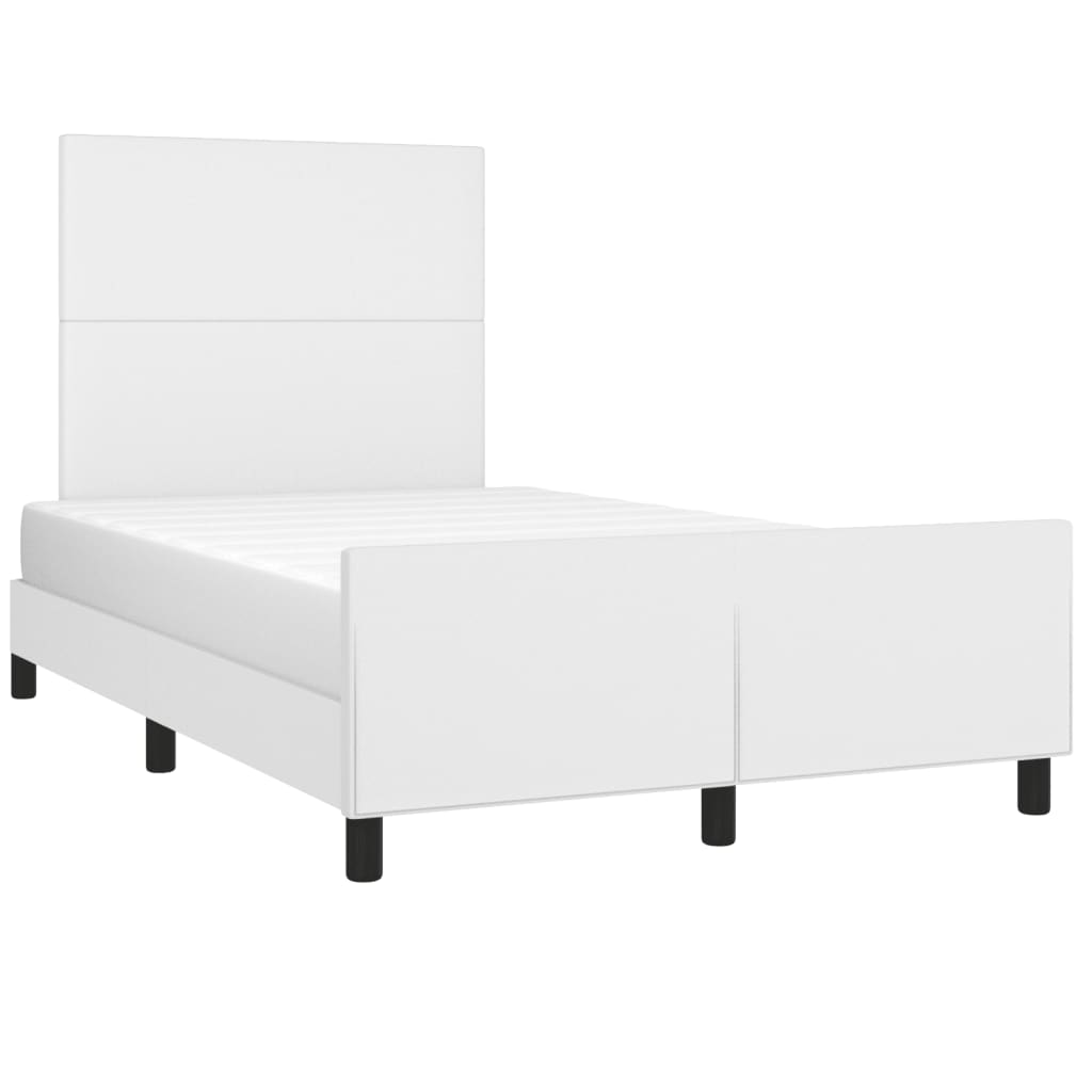 Estrutura cama c/ cabeceira 120x190 cm couro artificial branco