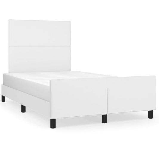 Estrutura cama c/ cabeceira 120x190 cm couro artificial branco