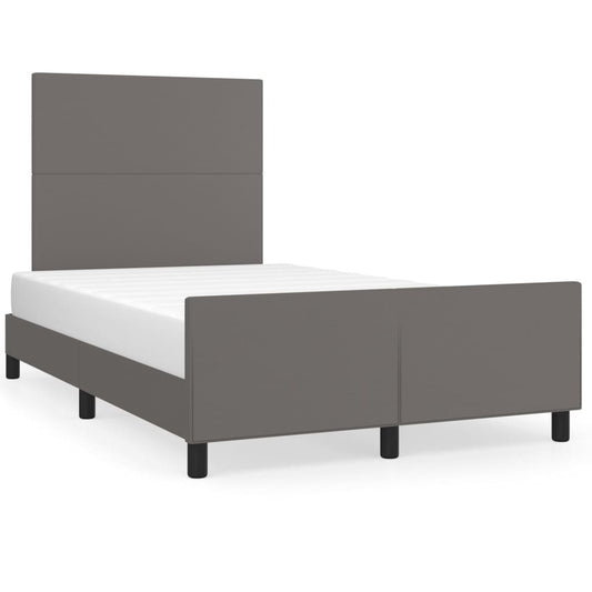 Estrutura de cama c/ cabeceira 120x190cm couro artificial cinza