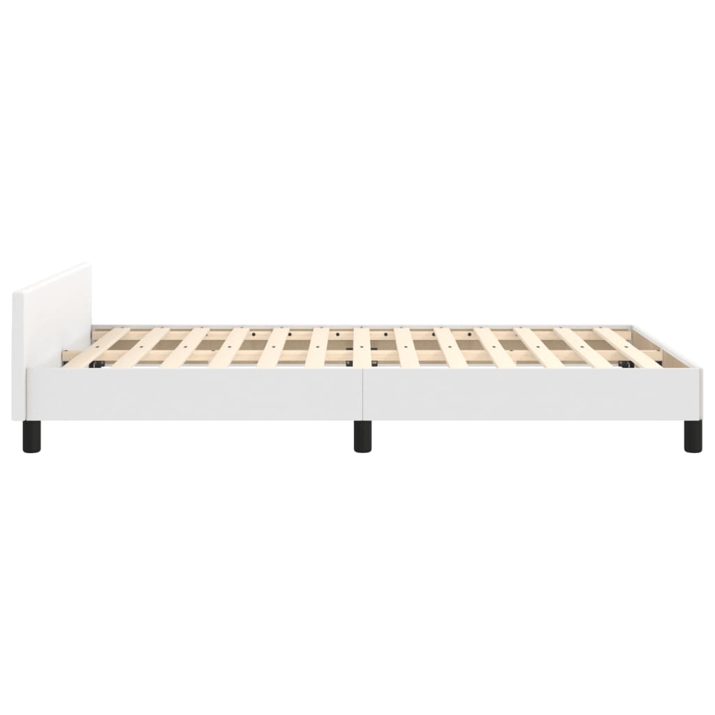 Estrutura cama c/ cabeceira 120x190 cm couro artificial branco