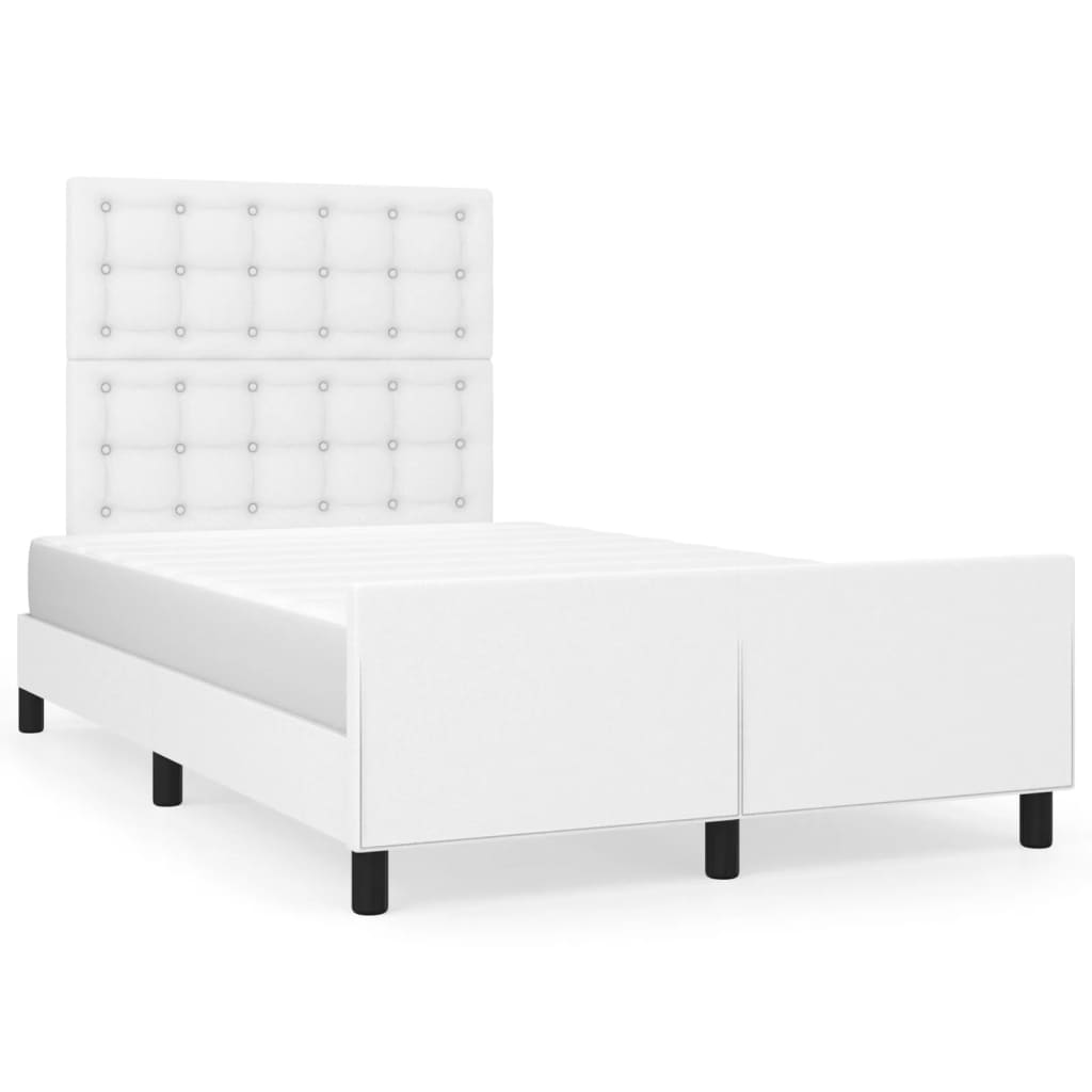 Estrutura cama c/ cabeceira 120x190 cm couro artificial branco