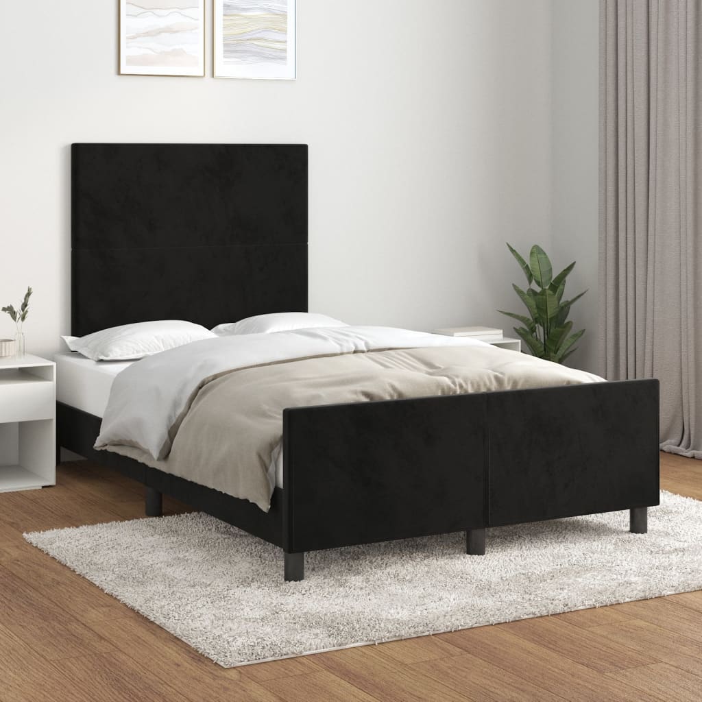 Estrutura de cama com cabeceira 120x190 cm veludo preto