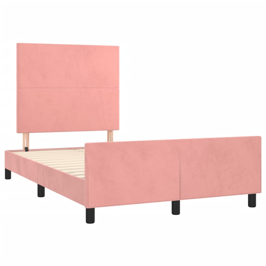 Estrutura de cama com cabeceira 120x190 cm veludo rosa