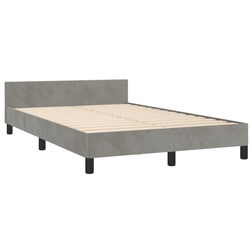 Estrutura de cama c/ cabeceira 120x190 cm veludo cinza-claro