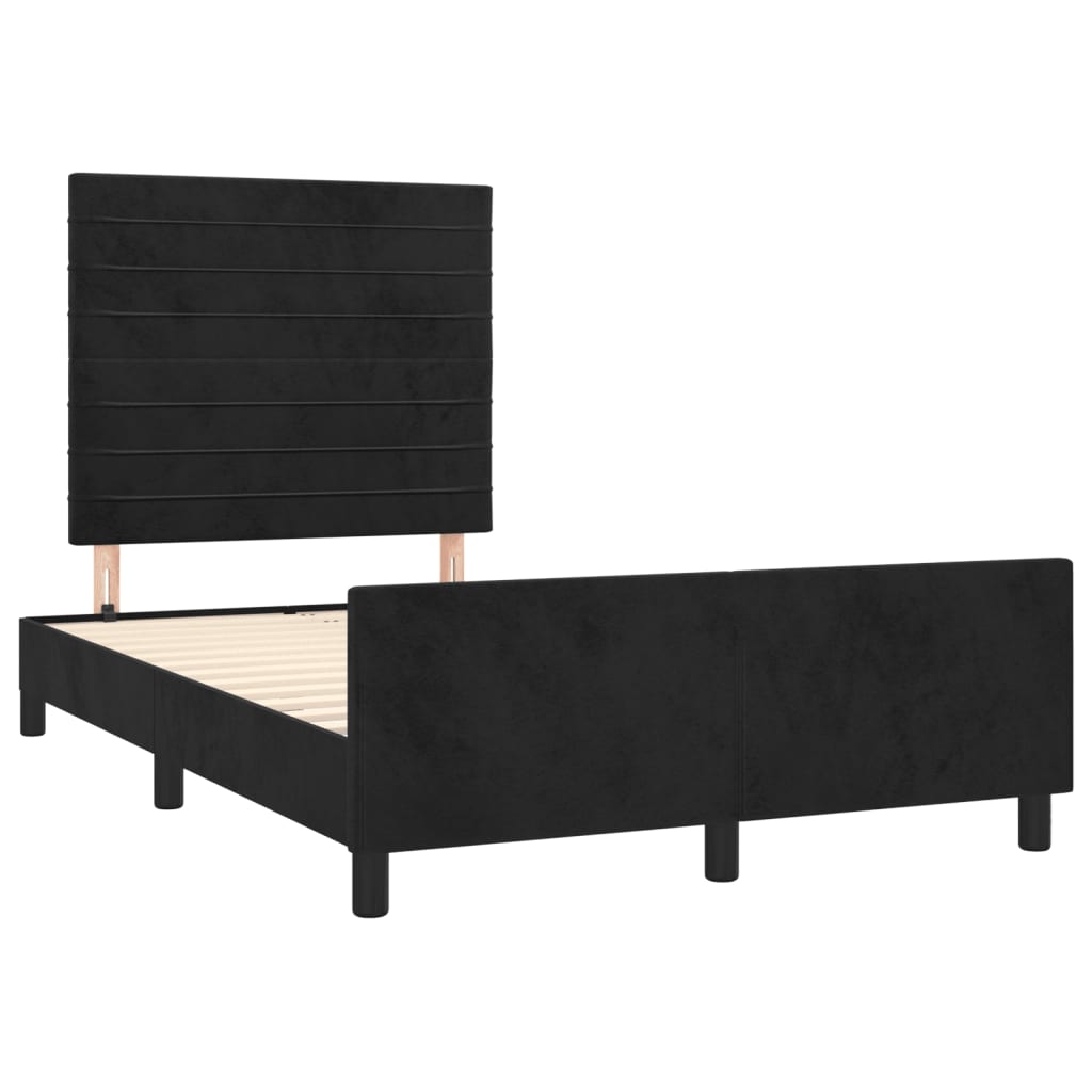 Estrutura de cama com cabeceira 120x190 cm veludo preto