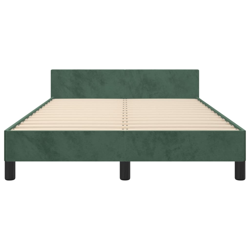 Estrutura de cama c/ cabeceira 120x190 cm veludo verde-escuro