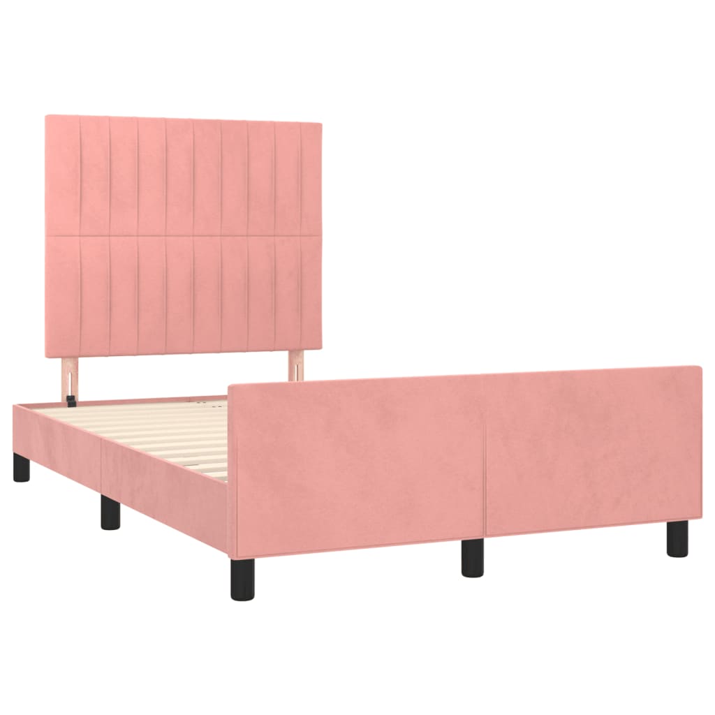 Estrutura de cama com cabeceira 120x190 cm veludo rosa